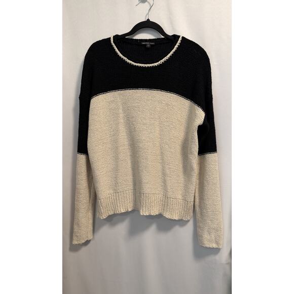 James Perse | Crewneck Cotton Linen Sweater Neutral Ivory Black - Size 1 (Small) - Picture 2 of 8
